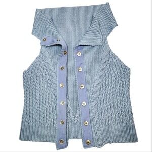 Soft Surroundings Gray Wool Sweater Vest Size M Chunky Knit Lagenlook Indie